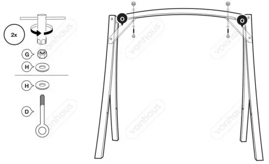 VonHaus 2500340 2 Seater Wooden Swing Seat - figure 5