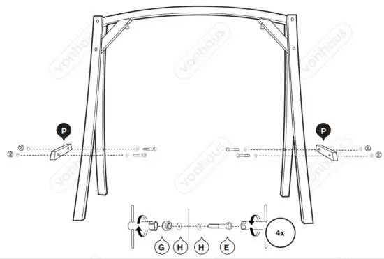 VonHaus 2500340 2 Seater Wooden Swing Seat - figure 6