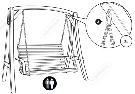 VonHaus 2500340 2 Seater Wooden Swing Seat - figure 9