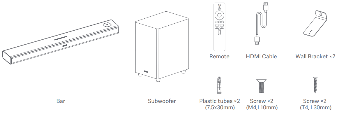 Xiaomi 43 W Soundbar 3.1ch wireless subwoofer output power -