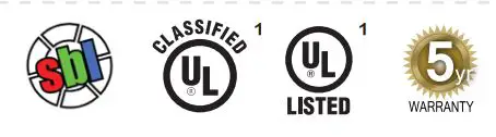 SBI, Ul,Ul Listed,5yr warranty icon