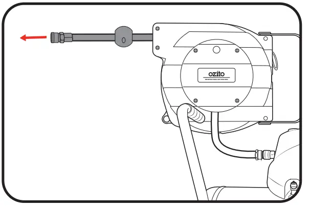 ozito 9M Retractable Air Hose Reel - Extending The Air Hose