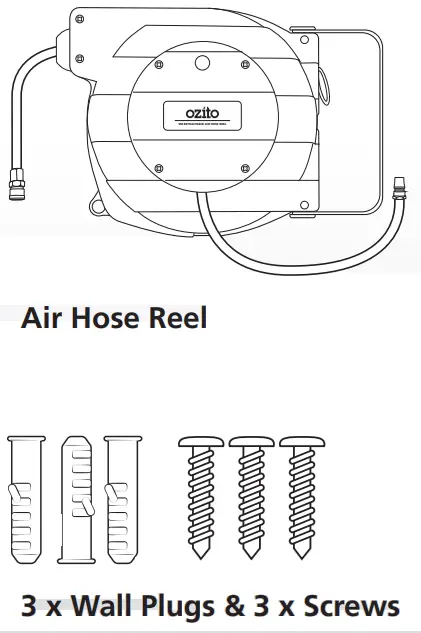 ozito 9M Retractable Air Hose Reel - Hose Reel