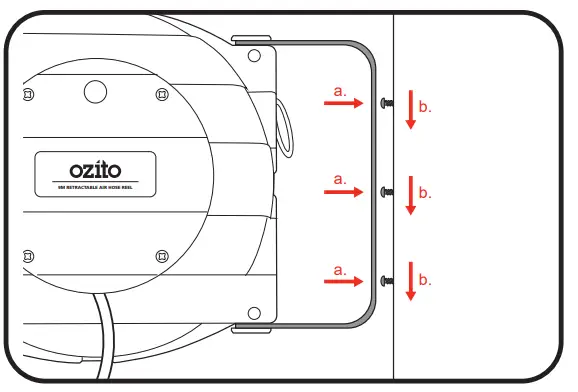 ozito 9M Retractable Air Hose Reel - bracket over