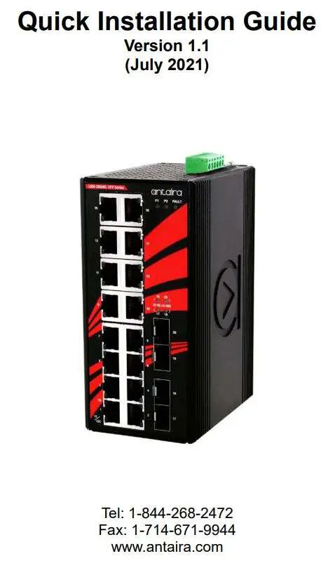 antaira LNX-2004G-SFP Series 20 Port Industrial Unmanaged Gigabit Ethernet Switch Installation Guide