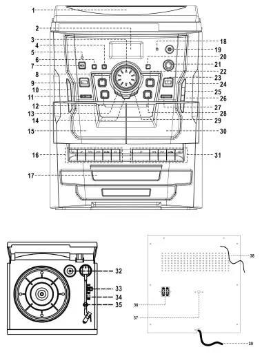 JENSEN JMC-1250 BLUETOOTH 3-SPEED STEREO TURNTABLE 3
