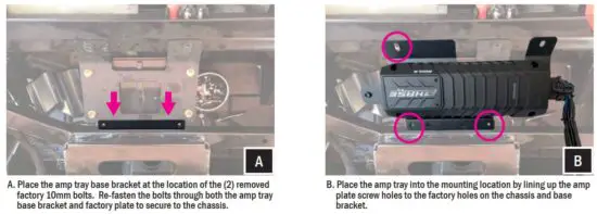 FIG 25 AMP TRAY INSTALLATION - WITHOUT FACTORY AUDIO (RZR4)