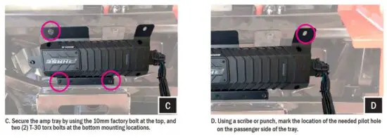 FIG 26 AMP TRAY INSTALLATION - WITHOUT FACTORY AUDIO (RZR4)