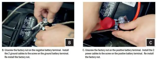 FIG 37 CONNECTING POWER & GROUND CABLE TO BATTERY (ALL MODELS)