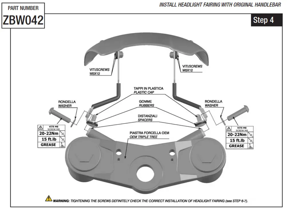 rizoma MI ZBW042 01 Headlight Fairing with Mounting Kit Fig2