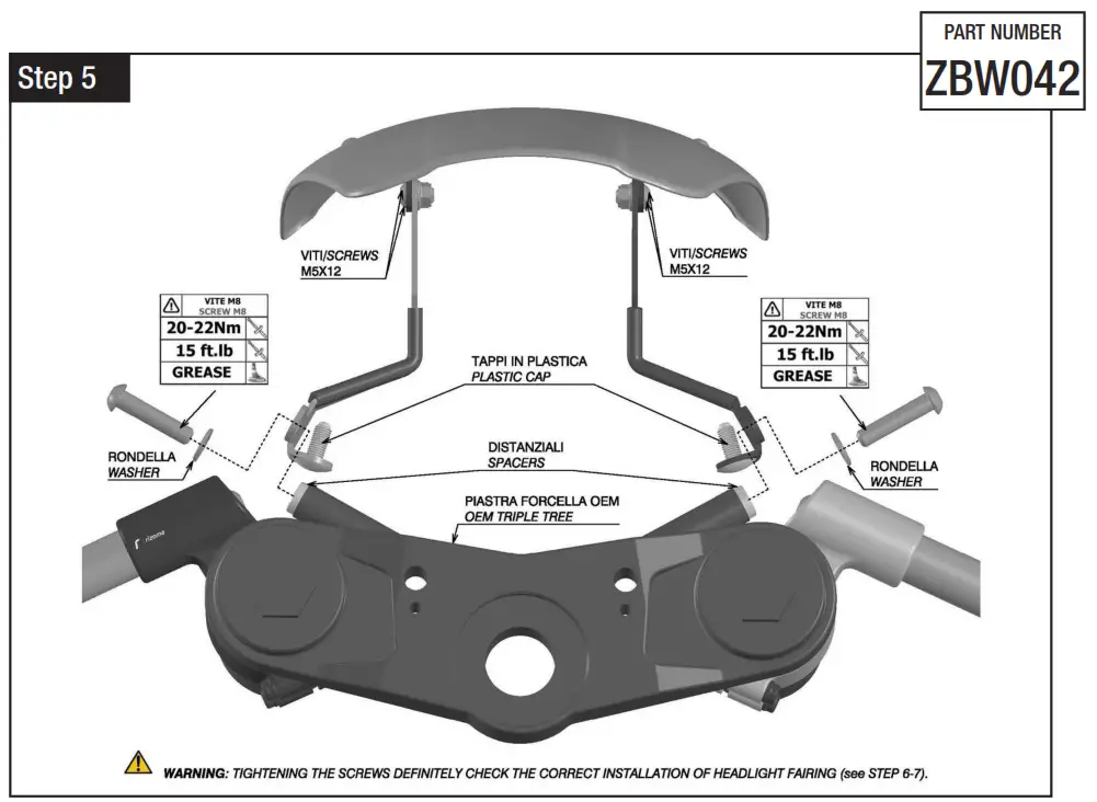 rizoma MI ZBW042 01 Headlight Fairing with Mounting Kit Fig3