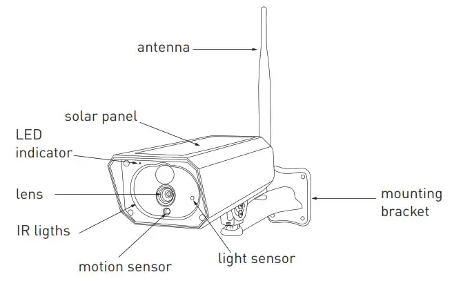 TELLUR TLL331231 WiFi Smart Solar Camera - PRODUCT DIAGRAM 1