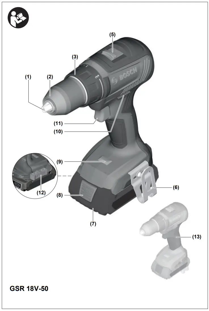 BOSCH GSR, GSB Professional 18V-50 Cordless Drill Driver - fig 2