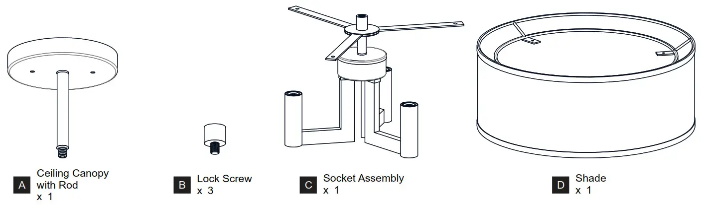 QUOIZEL QSF5576AB Bodnar 3 Light Ceiling Light - fig