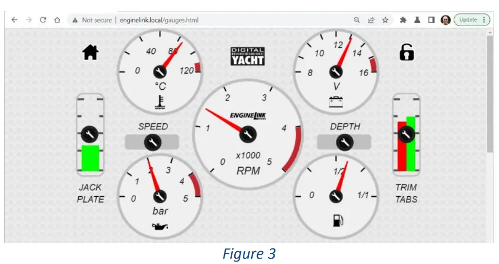 DIGITAL YACHT Enginelink Nmea 2000 Engine Monitor - Gauges Page 1