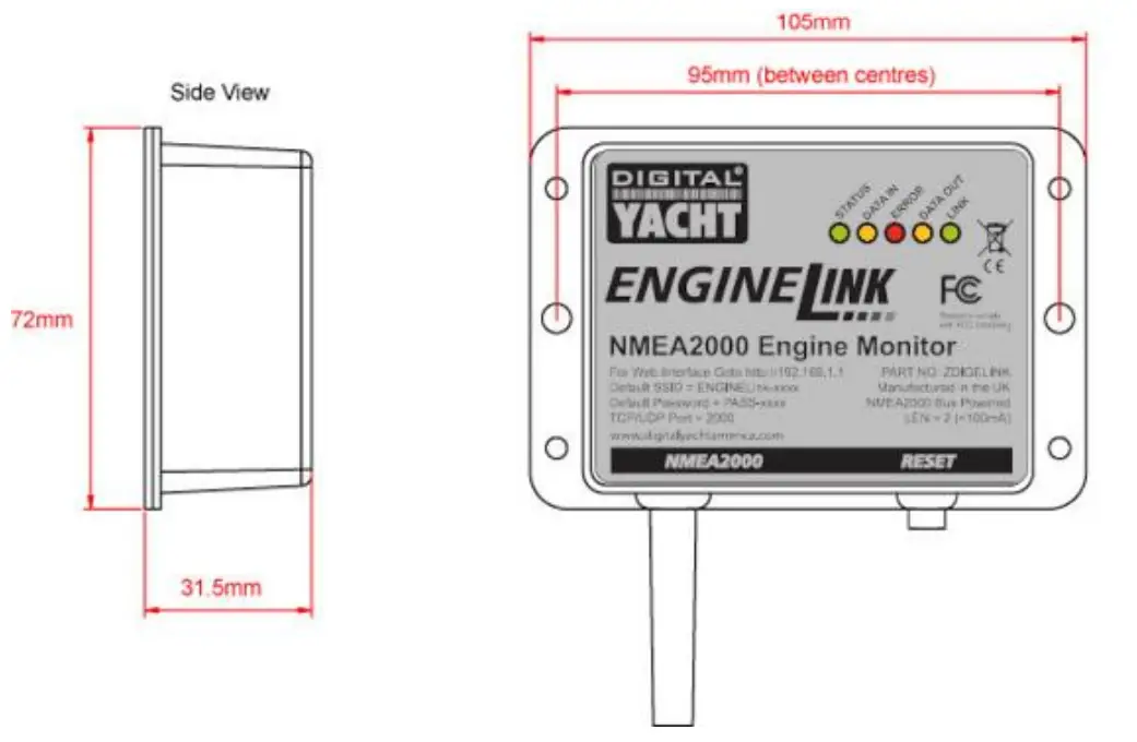 DIGITAL YACHT Enginelink Nmea 2000 Engine Monitor - Mounting