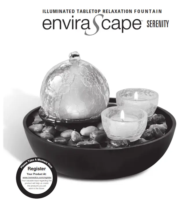 Homedics WFL-SERE EnviraScape Serenity Illuminated Tabletop Relaxation Fountain