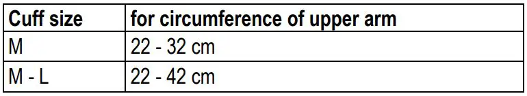 microlife BPB1 Classic Blood Pressure Monitor Instructions - Selecting the correct cuff