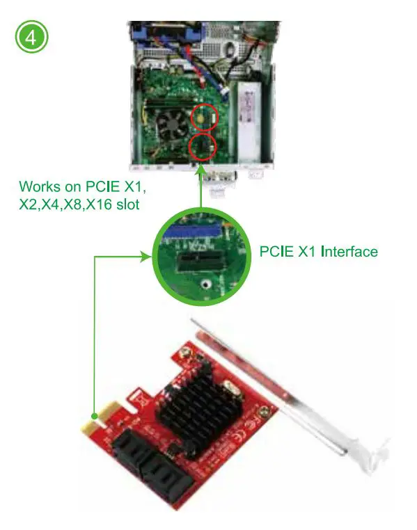 FEBSmart FS-S4-Pro PCIE 4 Ports 6Gbps SATA III Expansion Card User Manual - Find correct PCI Express slot from motherboard