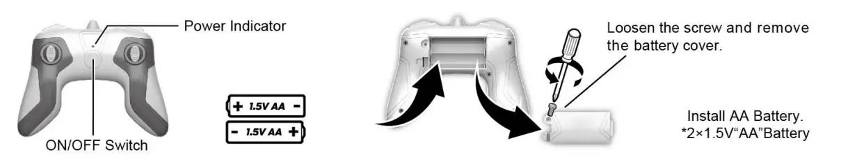 Huang Bo Toys Factory HB-NB2802-24 RC Toys Instructions - Install the controller batteries