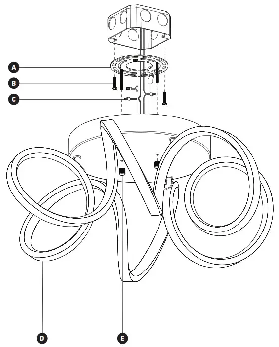 artika FM SR Swirl Ribbon LED Ceiling Light - Step by step INSTALLATION