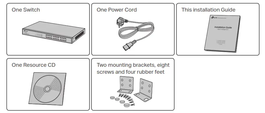Ptp-Link Easy Smart Rack Mountable Switches P- Package Contents