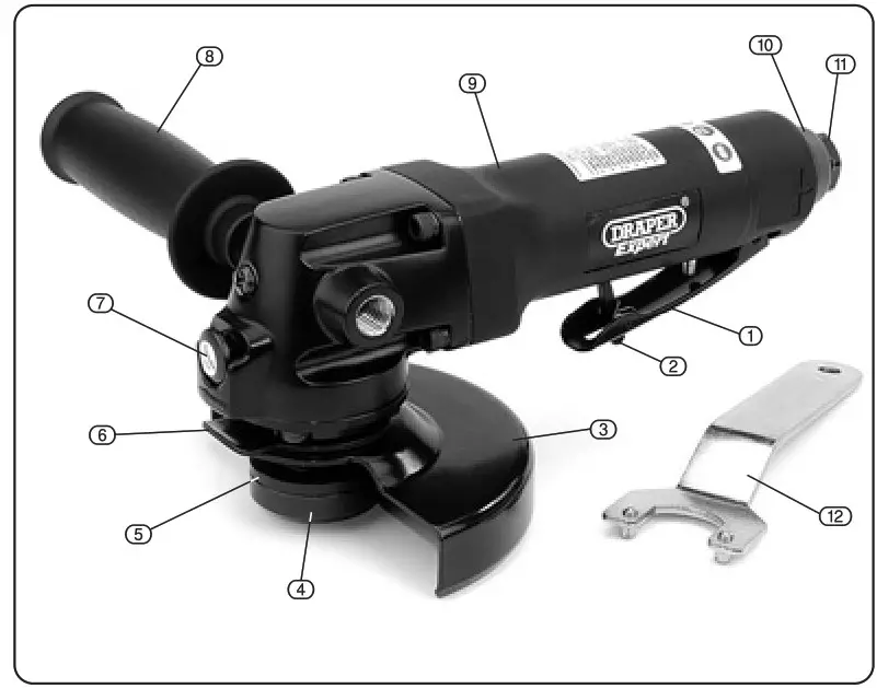 DRAPER 5228PRO 115mm Composite Angle Grinder- Overview