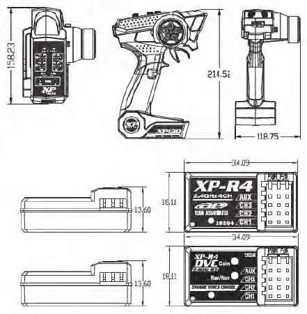 ASSOCIATED ELECTRICS XP130 2.4GHz 3-Channel Radio System Fig1