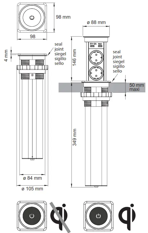 IROSAN SPUA131 Smart Pop up Socket - fig