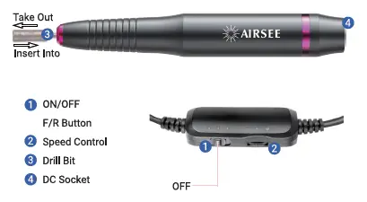 AIRSEE DR-203C Portable Electric Nail Drill fig 4