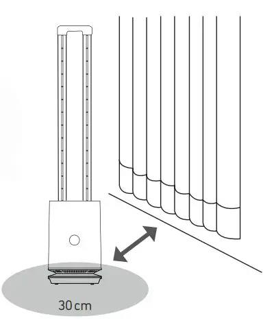 djive 2 in 1 bladeless Tower Fan Air Cleaner DANGER – SMALL Place of operation