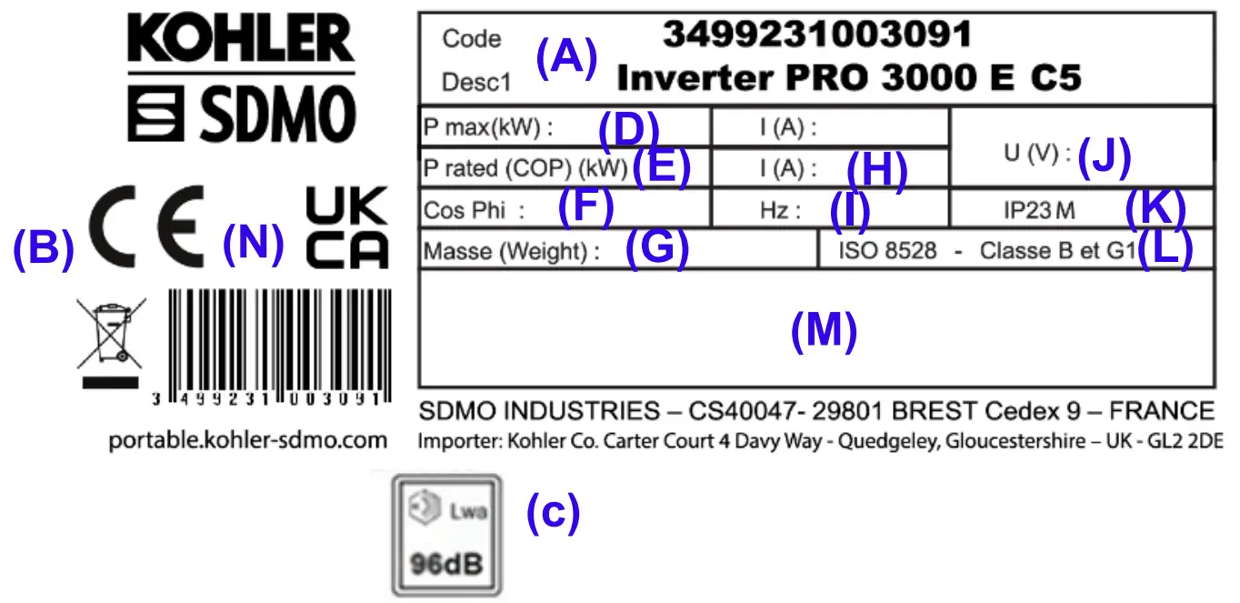 KOHLER 3000 TB UK C5 Portable Power Generator - icon 1