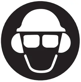 WARNING - Use a protective helmet