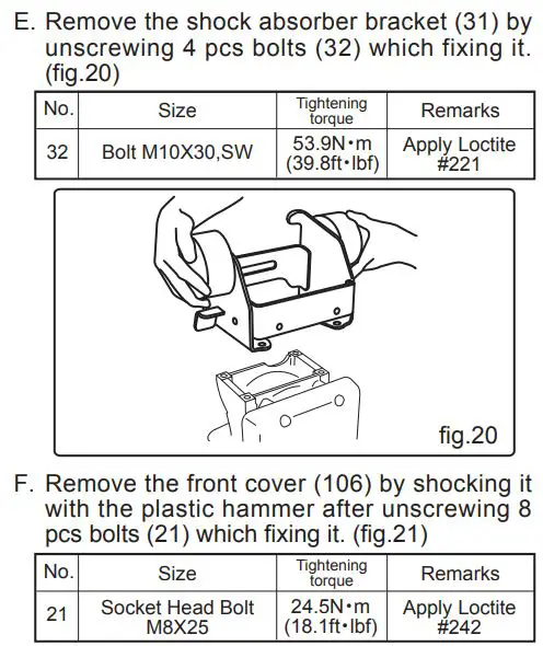 mikasa MTX-60E Tamping Rammer Petrol Owner's Manual - Remove the shock absorber bracket