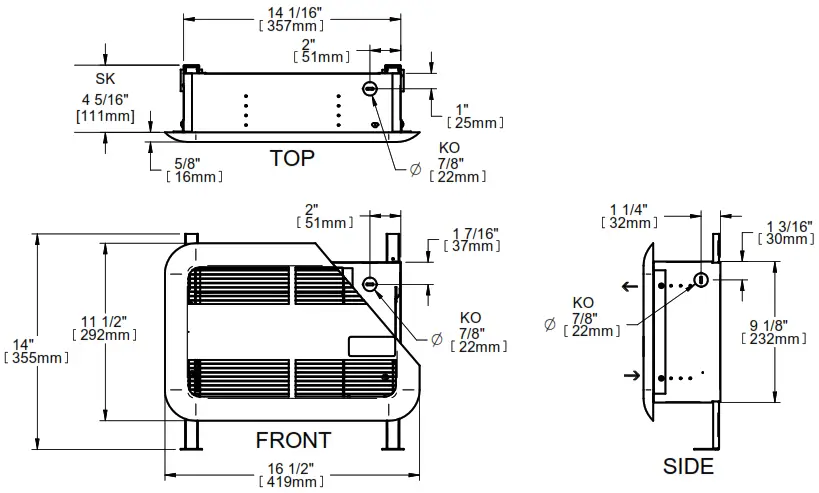 STELPRO ASK Series Ceiling Fan Heater - TECHNICAL DRAWINGS