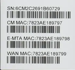 Label showing MAC address