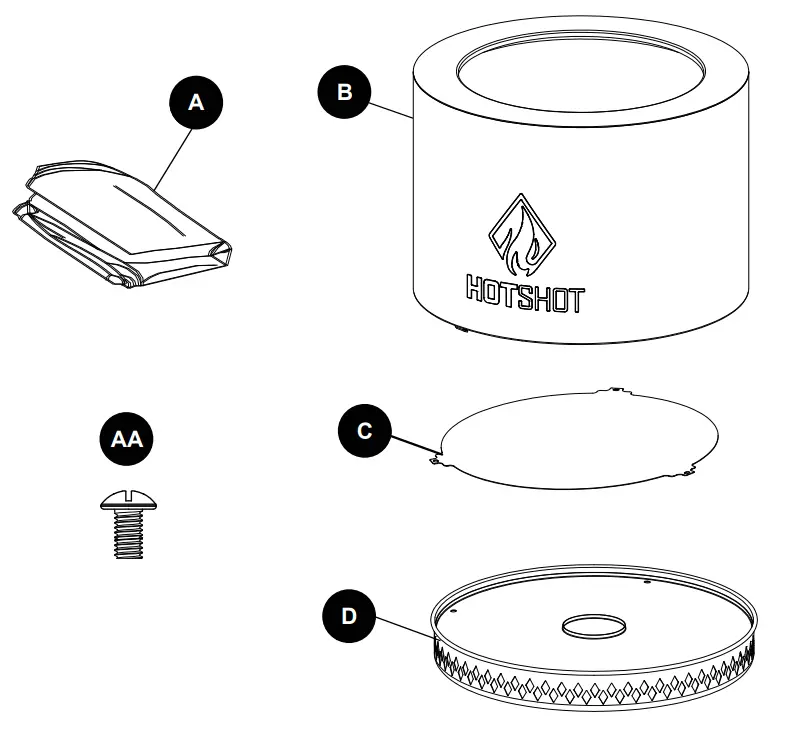 HOTSHOT 52259 Wood Burning Fire Pit with Bag Wood Burning Fire Pit with Bag - REPLACEMENT PARTS LIST
