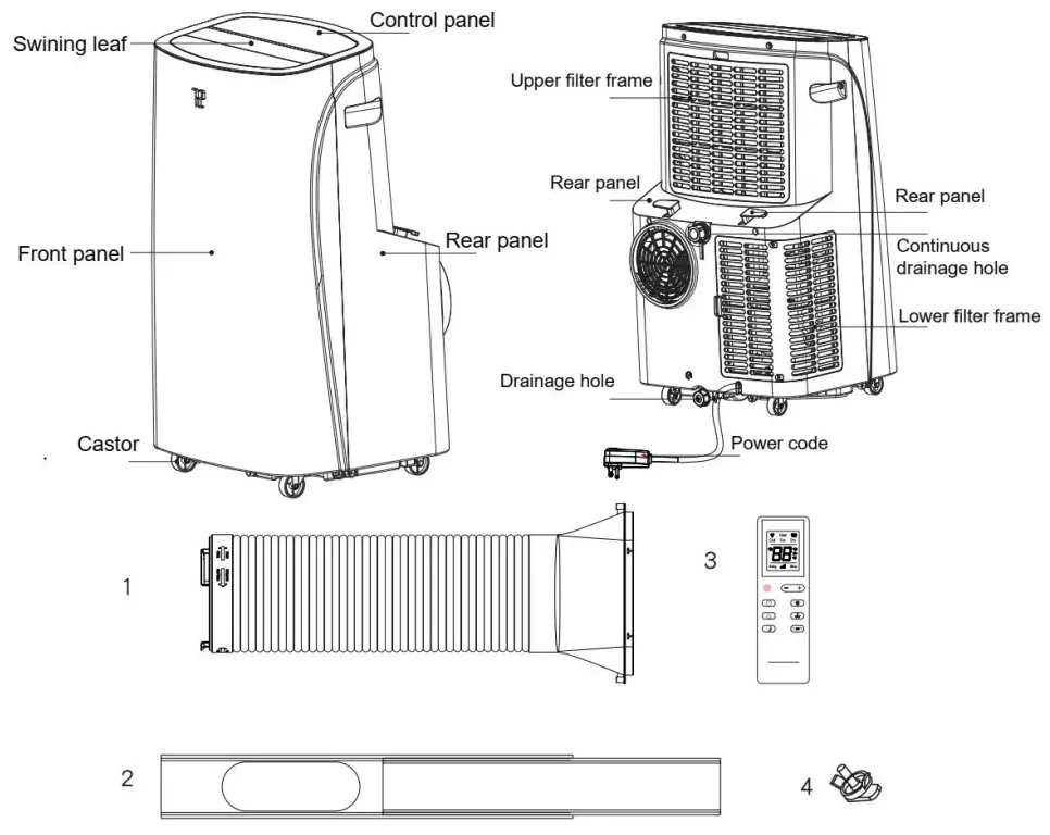 Winot MTA 12000C Portable Air Conditioner - Part list