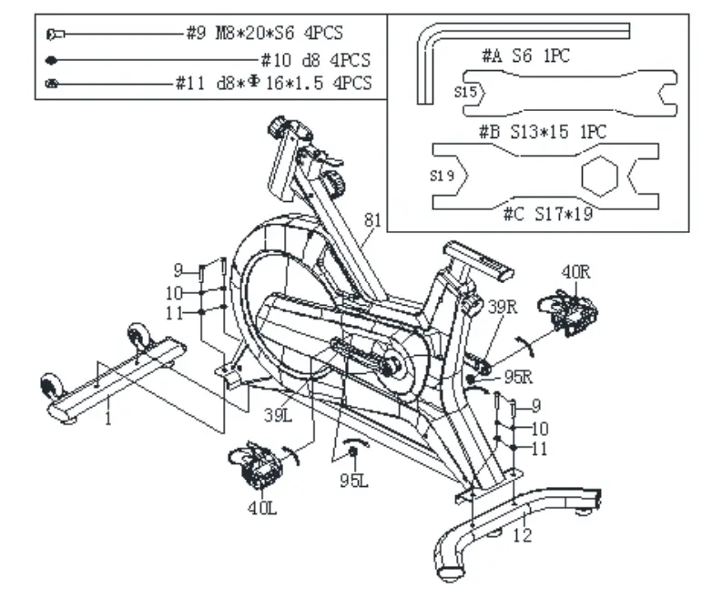 FORTIS SK-600XL FSMSK600XLA Magnetic Flywheel Spin Bike - Diagram 1