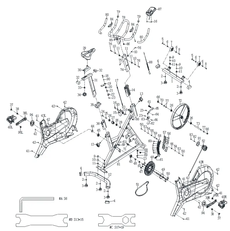 FORTIS SK-600XL FSMSK600XLA Magnetic Flywheel Spin Bike - Diagram