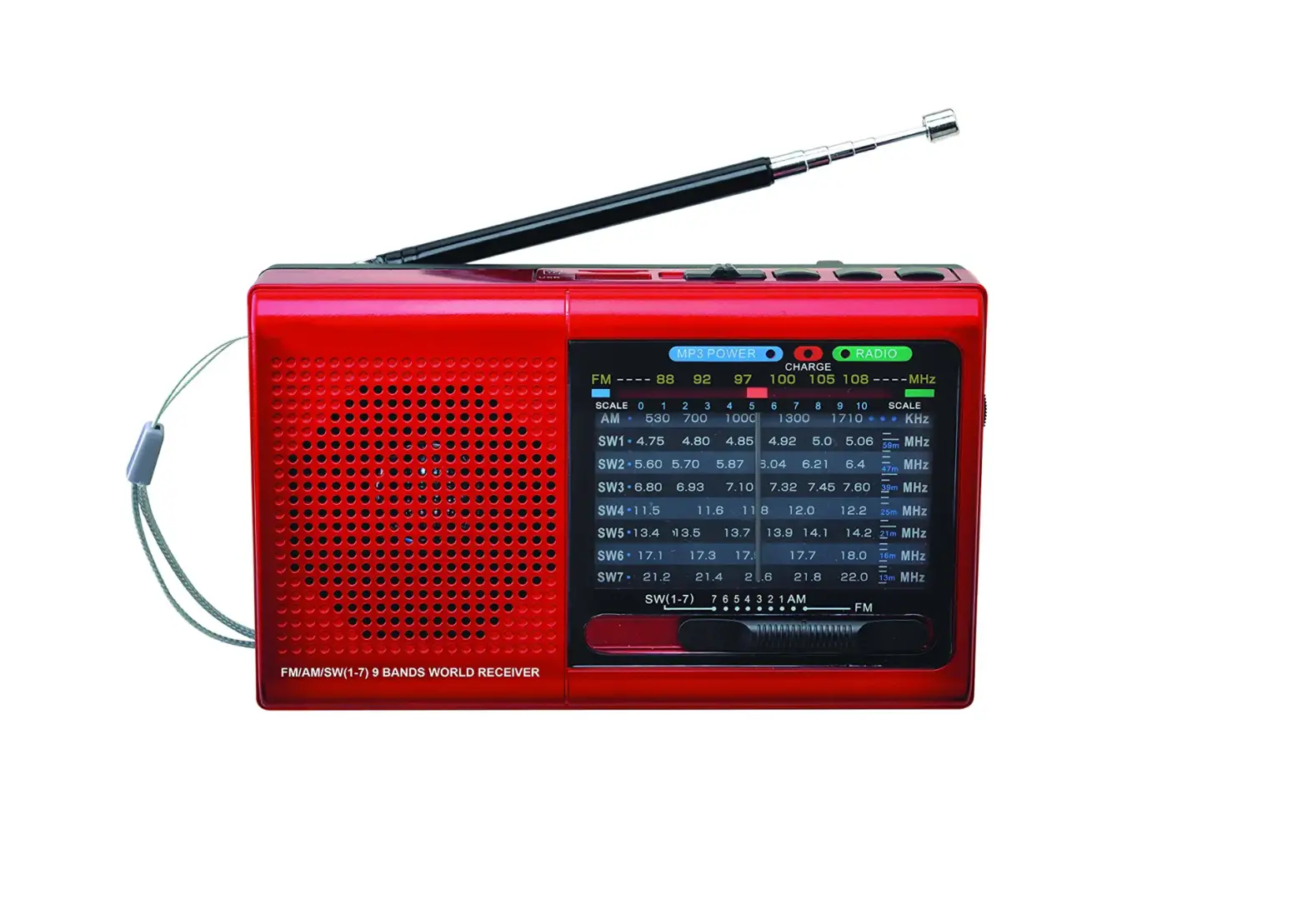 Supersonic 9 Sc-1080bt Red Band Bluetooth Radio With Am/fm And Sw1-7 User Manual