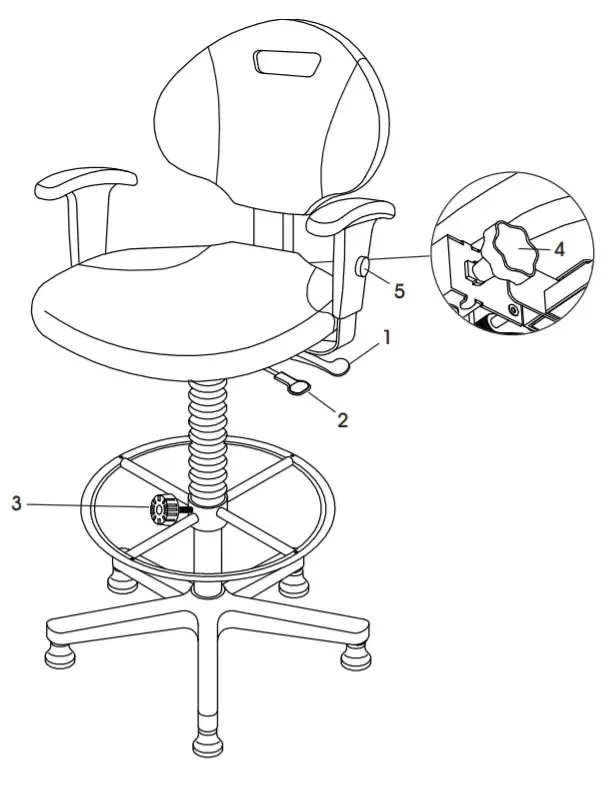 ULINE H-8513 Work Stool with Arms -Stool Adjustments