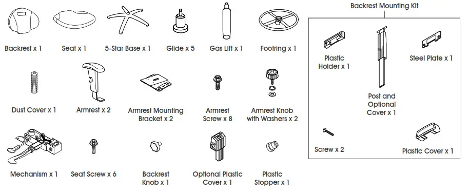 ULINE H-8513 Work Stool with Arms - parts