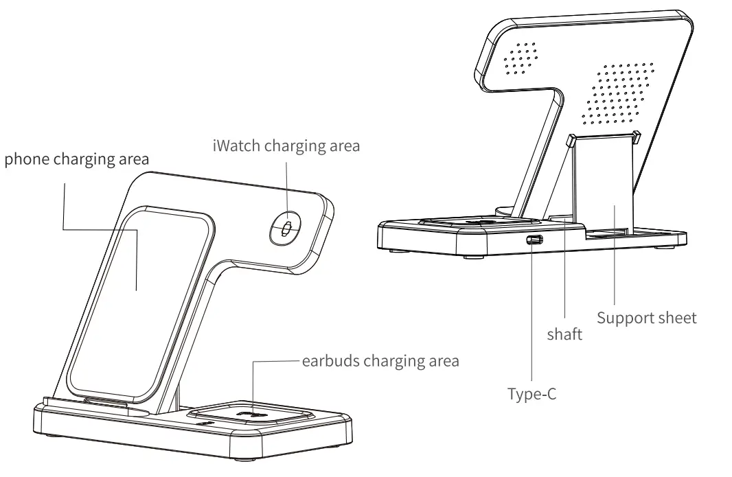 Guanyu GY-Z5G 3 In 1 Fast Wireless Charger - parts