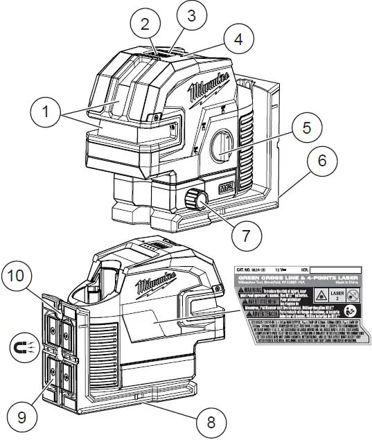 milwaukee M12 Green Cross Line and 4 Points Laser-1