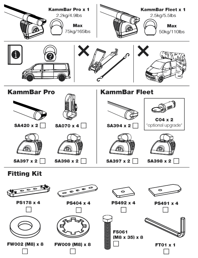 RHINO TB2PR FL KammBar Aluminium Roof Bars - 1