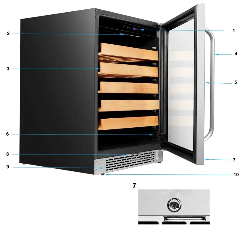 Whynter BWR-541STS 24 Built-In Stainless Steel 54 Bottle Wine Refrigerator Cooler - Parts