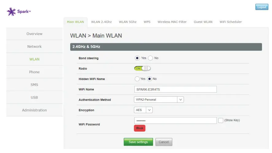 Spark 5G Smart Modem - Save settings