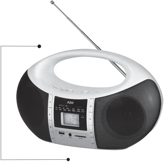 AIM POR1001XD Portable Deckless Radio with Bluetooth