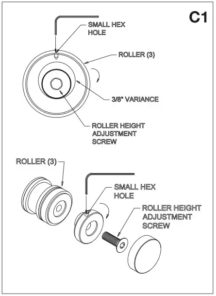 VIGO VG6043 Luca Adjustable Frameless Sliding Shower Door - Installing the door - C1